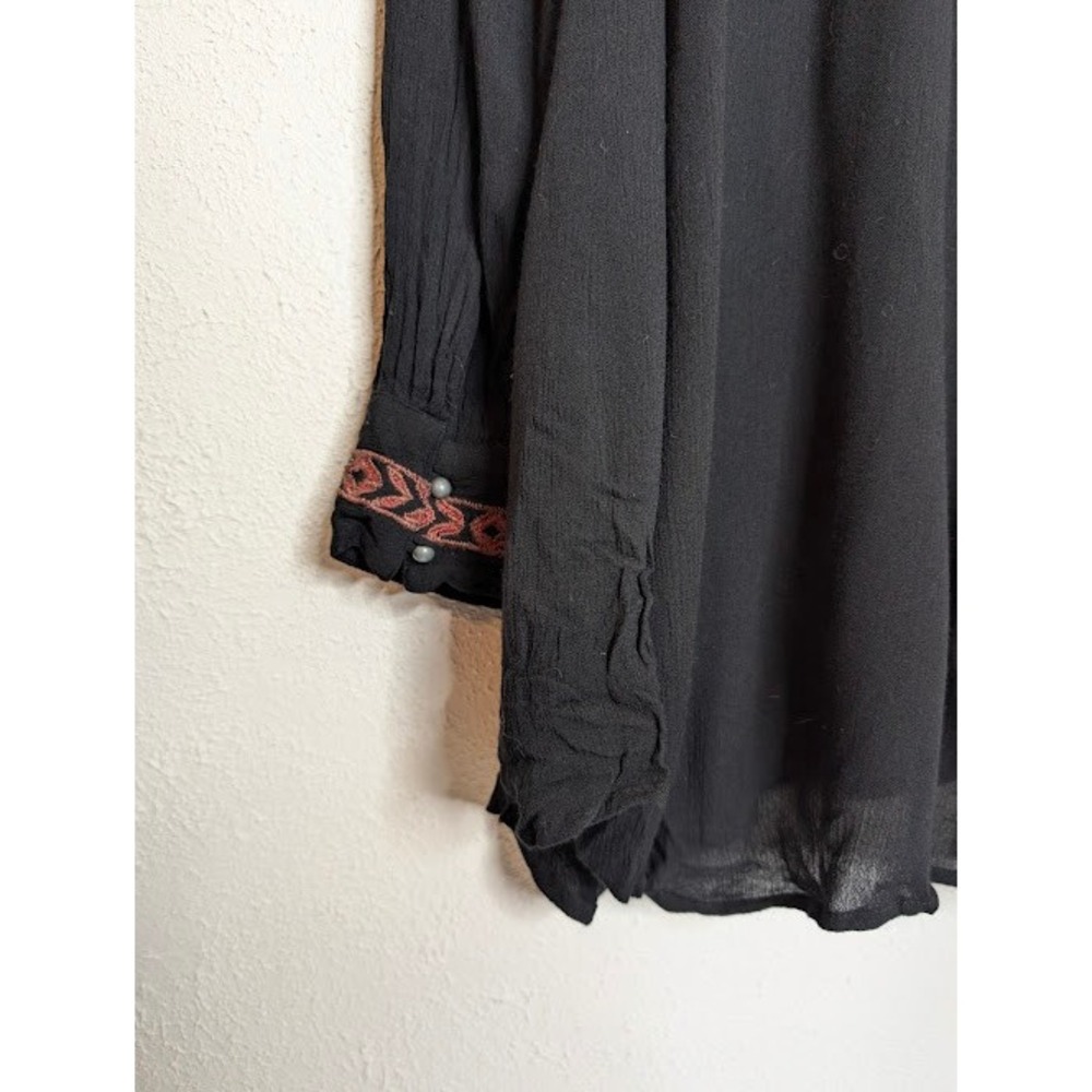 Free People Womens Small Black Embroidered Long Sleeve Dress Boho Long Sleeve - Picture 2 of 6